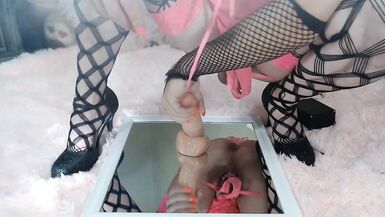 Femboy Sissy Gaping Ass and Riding Fuck Machine Hard - Sissy Jazzie - 6 image