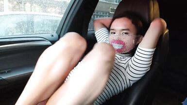 Sexy Sissy Ponyboy Playing and Acting in the Car and Showing her Sweet Body - 12 image