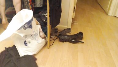 Mature Tranny Showing his Boobs Wanking her Cock ,getting Changed v Quirky - 12 image