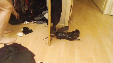 Mature Tranny Showing his Boobs Wanking her Cock ,getting Changed v Quirky - 13 image