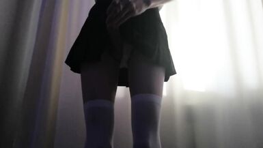 Femboy in School Uniform Gets Covered with Cum - 15 image