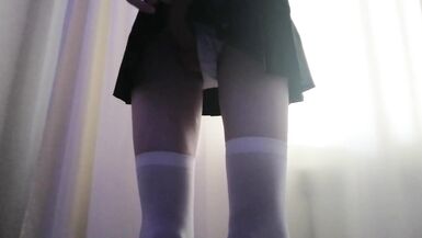 Femboy in School Uniform Gets Covered with Cum - 3 image