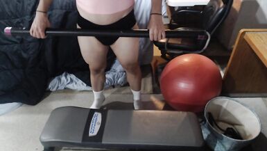 Cyberpunk Ladyboy Works out Muscles and Penis - 3 image