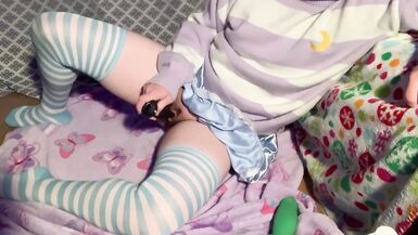 Fem Trans Boy Gets DPd by two Bad Dragon Dildos with Creampie - 2 image