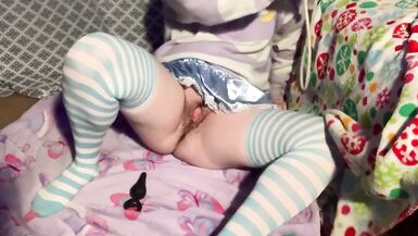 Fem Trans Boy Gets DPd by two Bad Dragon Dildos with Creampie