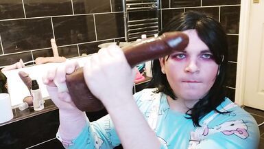 White Femboy Learns his Place, Deepthroating BBC Dildo while Masturbating - 7 image