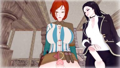 Witcher - Futa Triss and Futa Yennefer | Male Taker POV