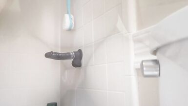 Trans Girl Riding Dildo in the Shower - 13 image