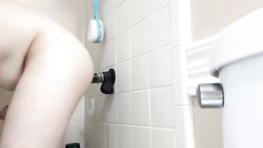 Trans Girl Riding Dildo in the Shower - 7 image