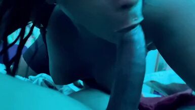 My Ebony Trans Girlfriend Giving me Blowjob Handsfree - 2 image