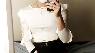  cd Femboy in Secretary Outfit first Time using Anal Til Cumming - 5 image