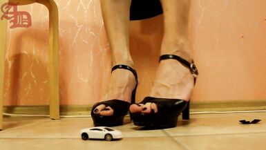 TRANNY GIANTESS AMANDA CRUSHES THREE TOY CARS IN SEXY DRESS ON HIGH HEELS NO PANTIES (CRUSH FETISH) - 13 image
