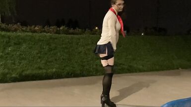 Slutty school girl walk. - 12 image