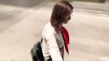 Slutty school girl walk.