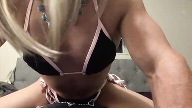 Hot TS Blonde Pillow Humping POV Bikini - 5 image