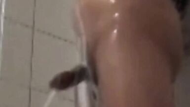 Asian Shemale Masturbate her Cock with Bubbles in the Shower - 11 image