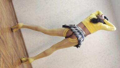 Sissy Ponyboy in Yellow Pantyhose with Tiny Dick Dancing and Showing her Super Body - 6 image