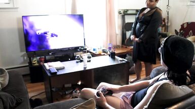 Trans GF Gets Titijob from Ebony BBW - 2 image