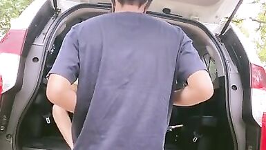 Hot ladyboy sex in the back of a car with huge cumshots - 2 image