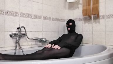 Sissy Slut tries new Nylon Black Bodysuit - Episode I - and almost Ejaculates - Michael Ernandes - 14 image