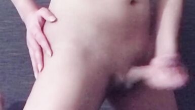 Solo Ladyboy Cum in Couch while Playing her 7 Inch Cock - 14 image