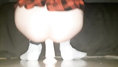 Teenage Solo Sissy CrossDress Ride two different Dildo - 5 image