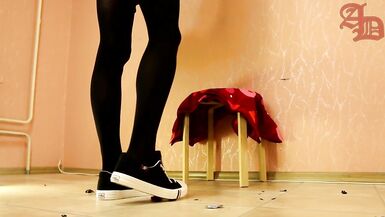 TRANNY GIANTESS CRUSHES SMALL CARS IN SNEAKERS, BLACK PANTYHOSE AND MINI SKIRT (CRUSH/FOOT FETISH) - 12 image