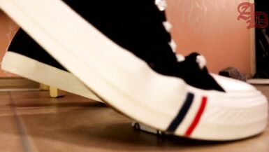 TRANNY GIANTESS CRUSHES SMALL CARS IN SNEAKERS, BLACK PANTYHOSE AND MINI SKIRT (CRUSH/FOOT FETISH) - 3 image