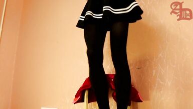 TRANNY GIANTESS CRUSHES SMALL CARS IN SNEAKERS, BLACK PANTYHOSE AND MINI SKIRT (CRUSH/FOOT FETISH) - 9 image