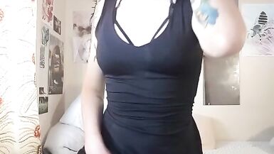 Punk Trans Slut Covers her Hot Body in Oil and Cums HARD - 2 image