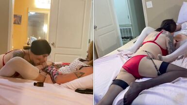 Stepsis Catches me Playing with myself and gives me a Hard Fuck