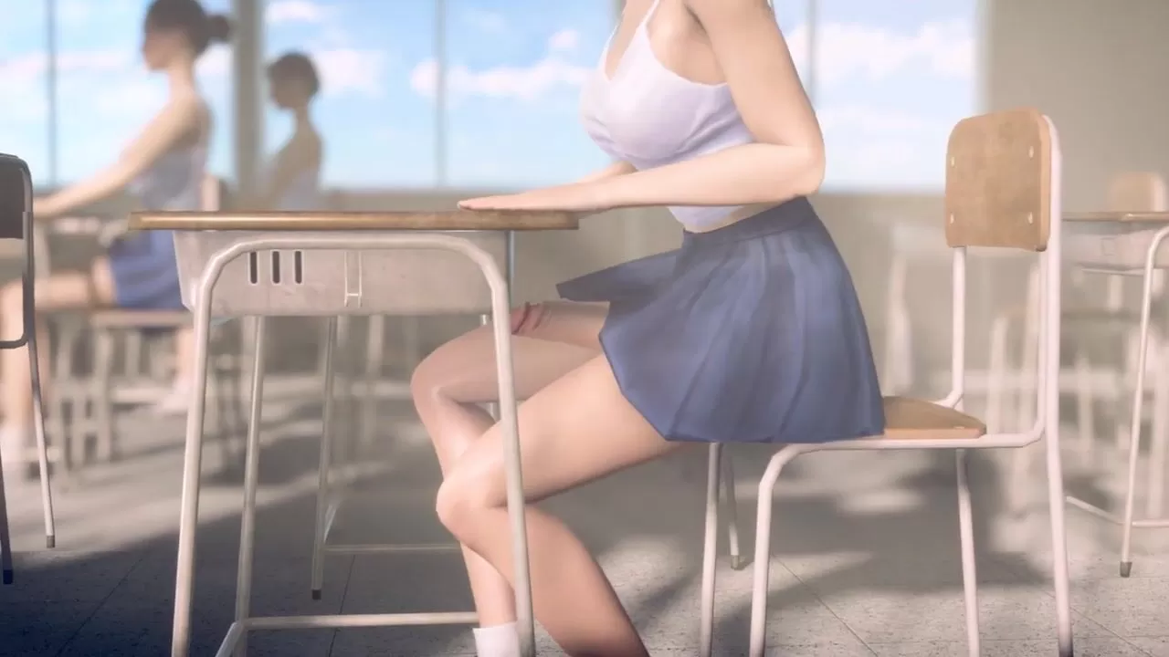 Futanari Asian Girl Masturbating in Classroom in Public watch online pic image