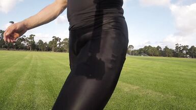 Public Slut Exposed In Garter Belt & Opaque Sheer Leggings - 15 image