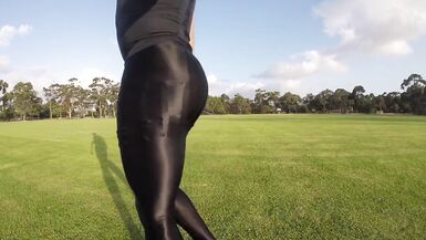 Public Slut Exposed In Garter Belt & Opaque Sheer Leggings - 6 image
