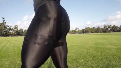 Public Slut Exposed In Garter Belt & Opaque Sheer Leggings - 7 image