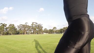 Public Slut Exposed In Garter Belt & Opaque Sheer Leggings - 8 image