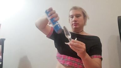 Enjoying a dildo with my mouth and a large plug and beads - 7 image