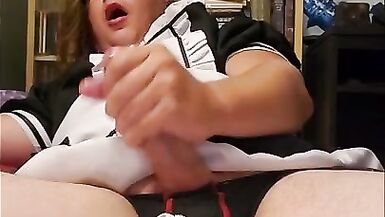 Submissive femby sissy in maid outfit ruins their orgasm - 13 image