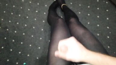 Tight Uncut Cock Cums wearing Pantyhose - 11 image