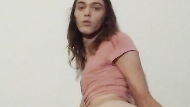 Petite Latina Tgirl Stuffs herself with a Huge Toy - 4 image