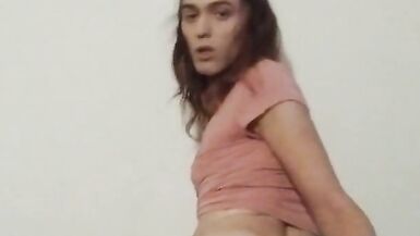 Petite Latina Tgirl Stuffs herself with a Huge Toy - 5 image