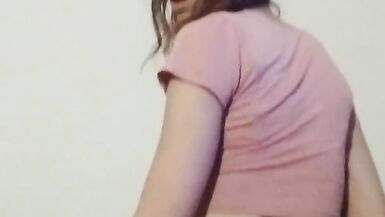 Petite Latina Tgirl Stuffs herself with a Huge Toy