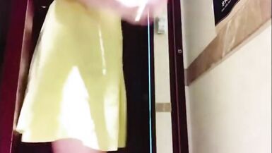 Asian Ladyboy masturbating and cumming in a public bathroom - 2 image
