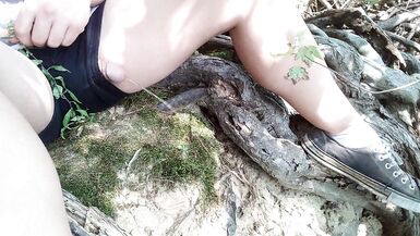 Trans Cutie Lily Pees on a Park Trail next to the Water - 3 image