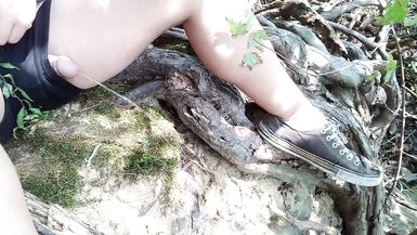 Trans Cutie Lily Pees on a Park Trail next to the Water - 7 image