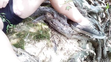 Trans Cutie Lily Pees on a Park Trail next to the Water - 8 image