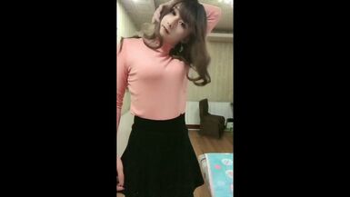 Sexy horny asian ladyboy masturbating with a jerk off machin