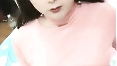 Sexy horny asian ladyboy masturbating with a jerk off machin - 2 image