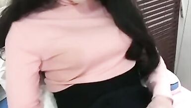 Sexy horny asian ladyboy masturbating with a jerk off machin - 7 image