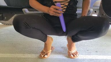 Latina Sissy Cums In Public Parking Lot - 1 image